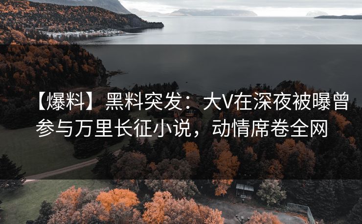 【爆料】黑料突发：大V在深夜被曝曾参与万里长征小说，动情席卷全网