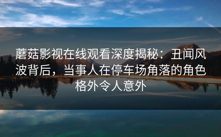 蘑菇影视在线观看深度揭秘:丑闻风波背后,当事人在停车场角落的角色格外令人意外